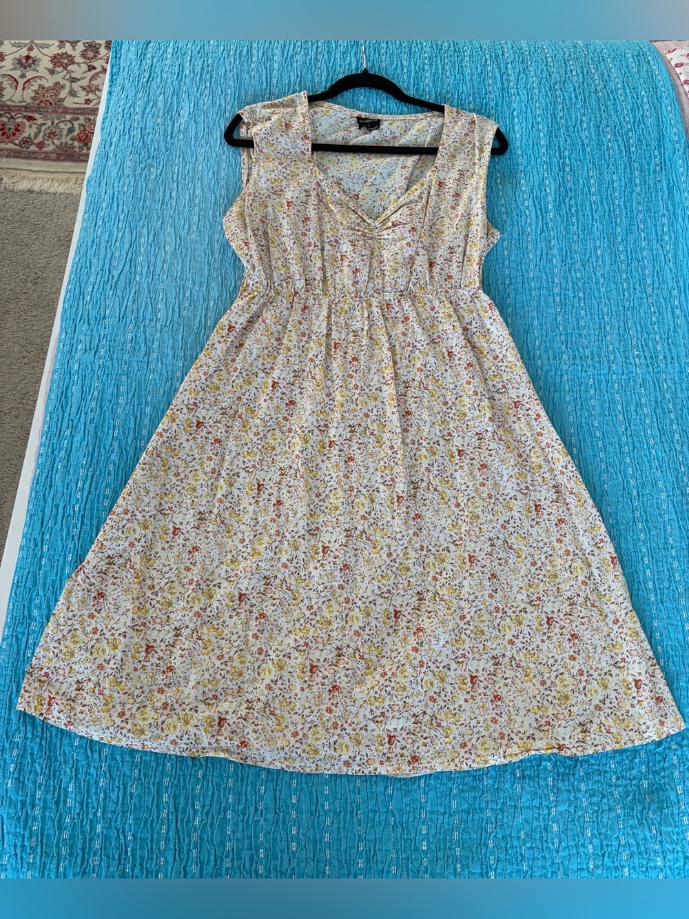 Matrushka Sleeveless Dress - Cream w Yellow & Rust Floral Print